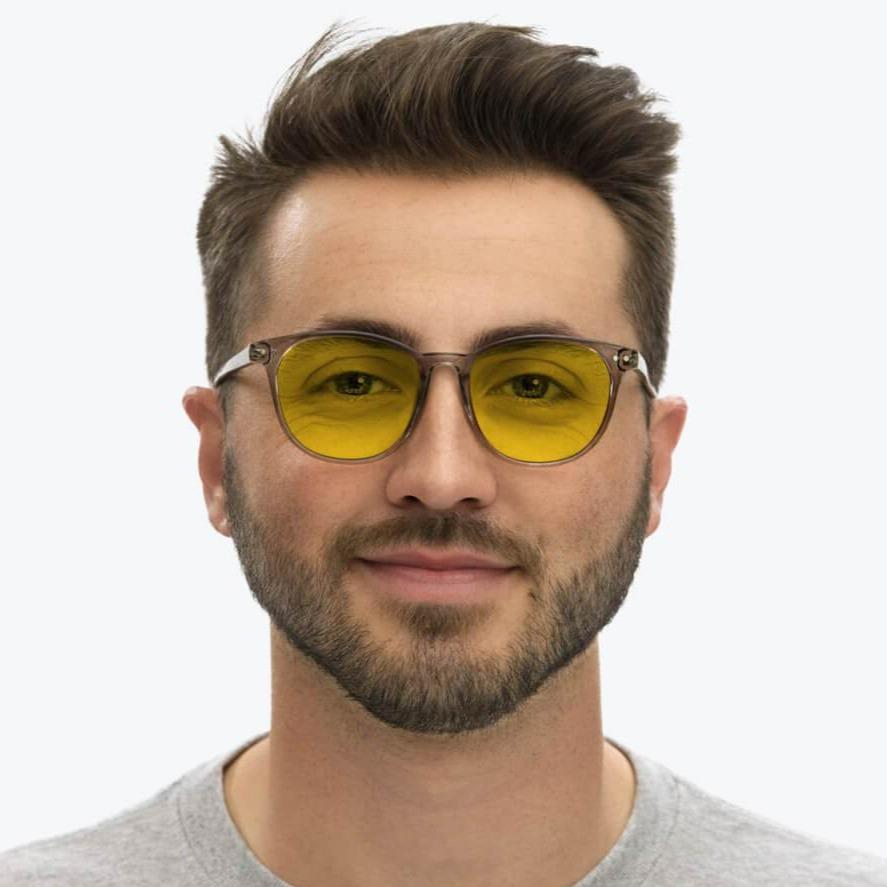 BlockBlueLight Blue Light Filter Glasses - Yellow Lens DayMax Billie Glasses - Pearl Grey