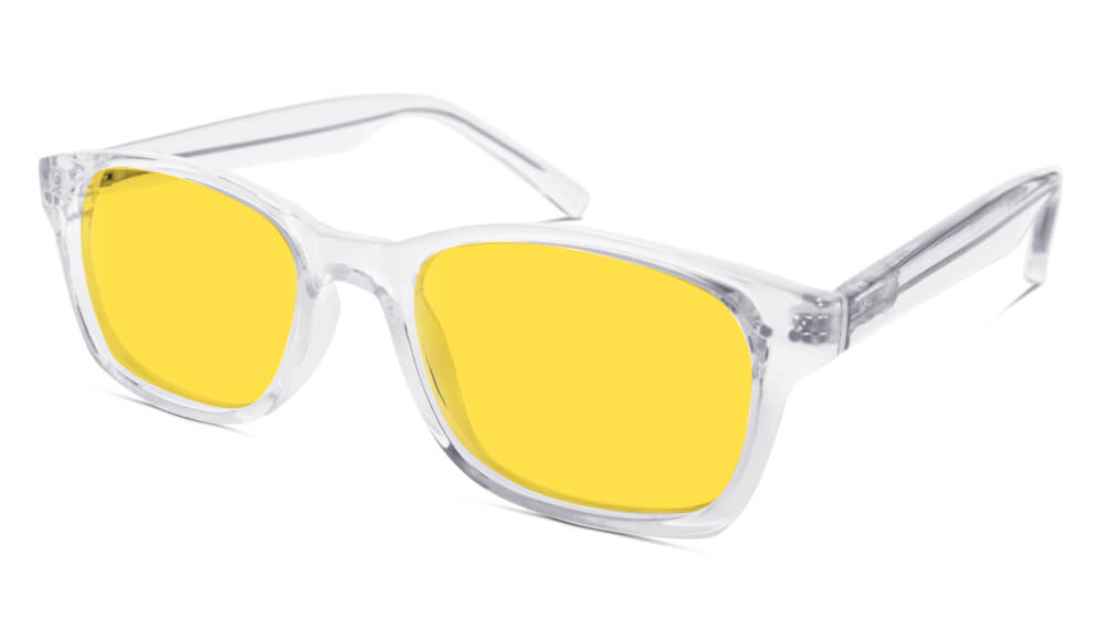 BlockBlueLight Blue Light Filter Glasses - Yellow Lens DayMax Wayfarer Glasses - Crystal