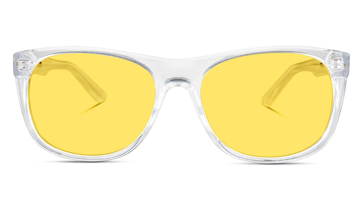 BlockBlueLight Blue Light Filter Glasses - Yellow Lens Kids DayMax Wayfarer Glasses - Crystal